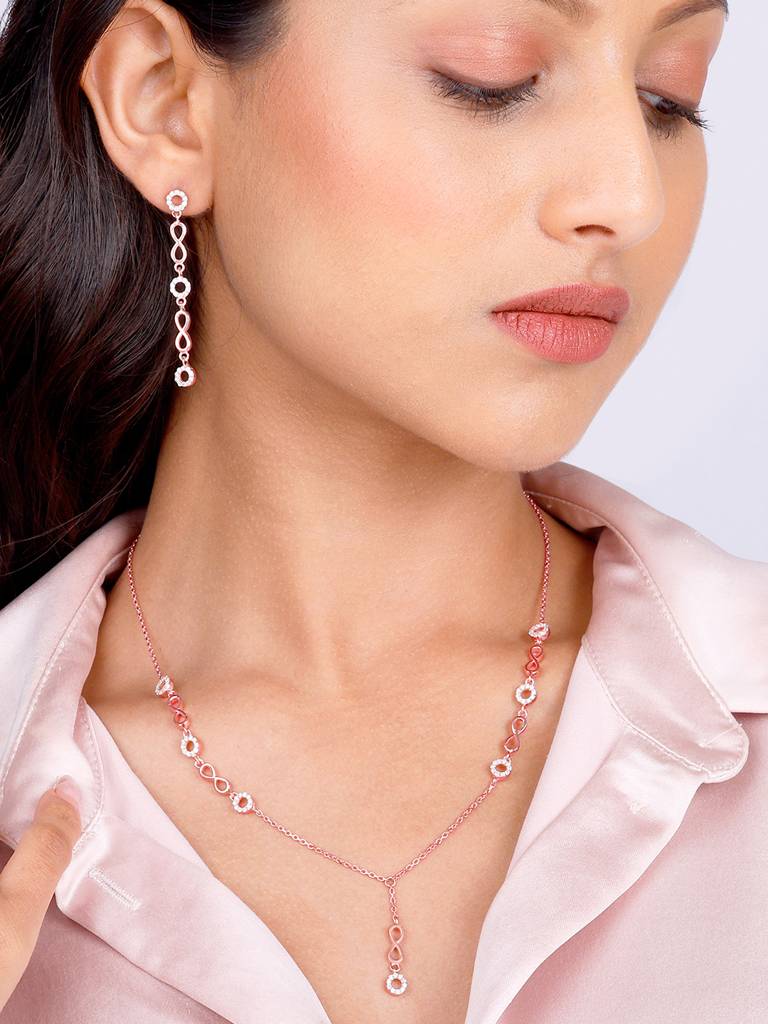 Giva 925 Sterling Silver Rose Gold Infinite Connections Set