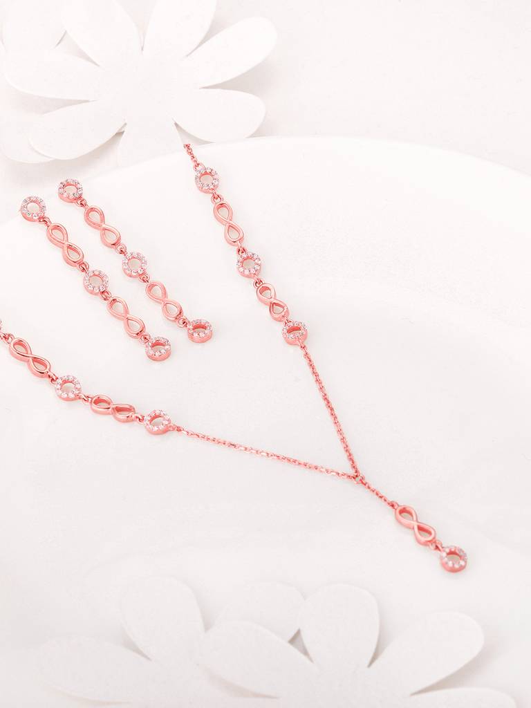Giva 925 Sterling Silver Rose Gold Infinite Connections Set