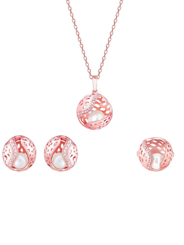 Giva 925 Sterling Silver Rose Gold Warm Embrace Set Of Three