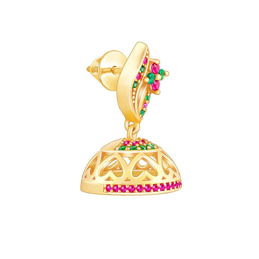 Giva 925 Silver Golden Bareilly Ka Jhumka : ER02039