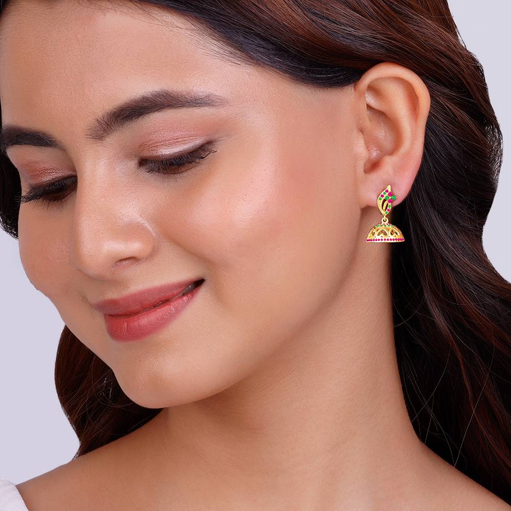 Giva 925 Silver Golden Bareilly Ka Jhumka : ER02039