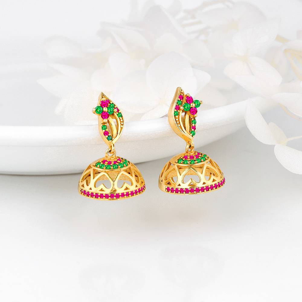 Giva 925 Silver Golden Bareilly Ka Jhumka : ER02039