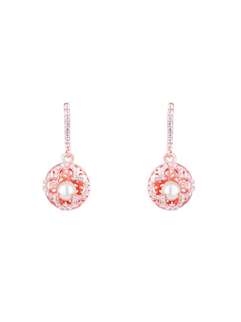 Giva 925 Sterling Silver Rose Gold Filigree Pearl Grace Earrings