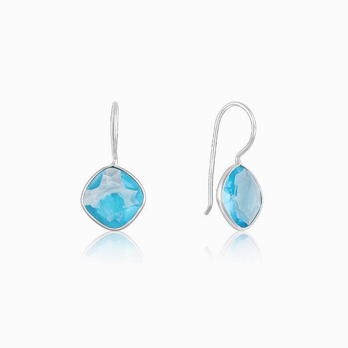 Silver Aqua Blue Crystal Earrings : ER0205