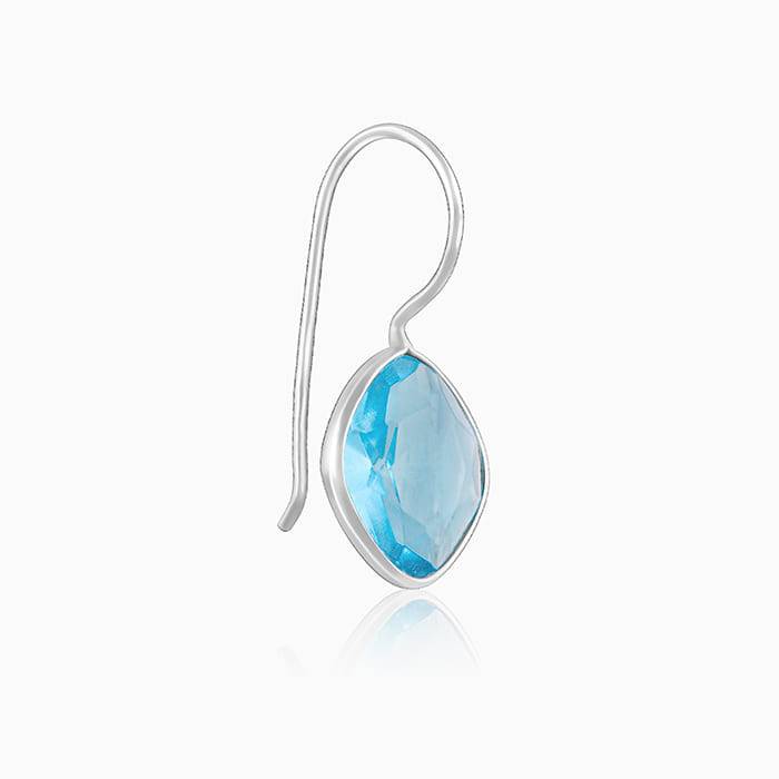 Silver Aqua Blue Crystal Earrings : ER0205