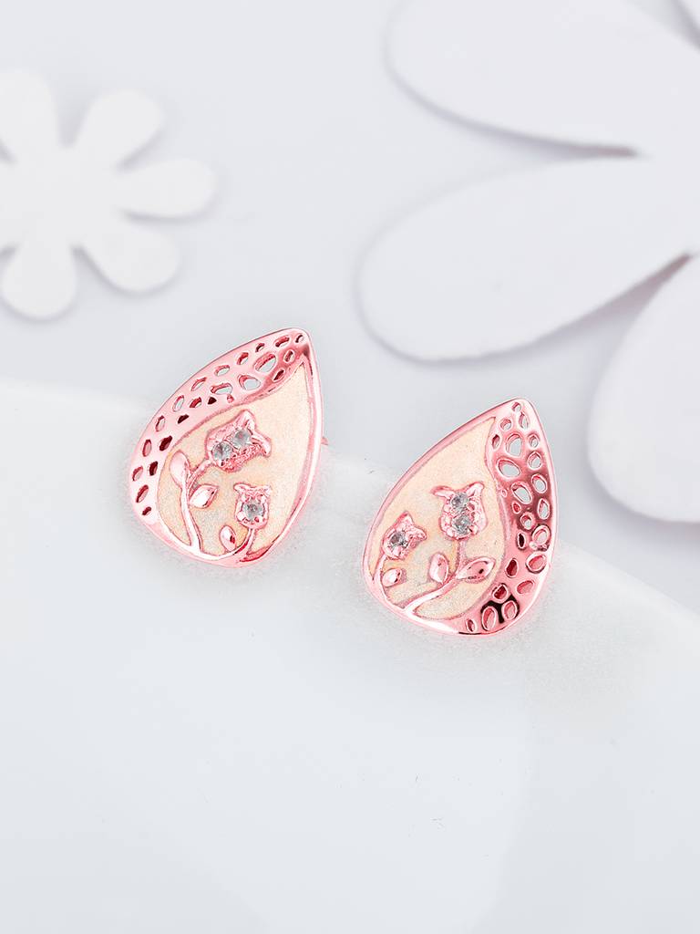 Giva 925 Sterling Silver Rose Gold Divine Floral Earrings