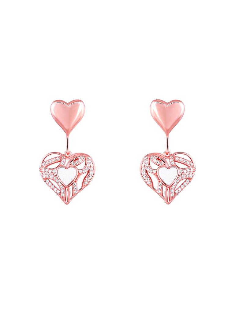 Giva 925 Sterling Silver Rose Gold Tender Heartbeat Earrings