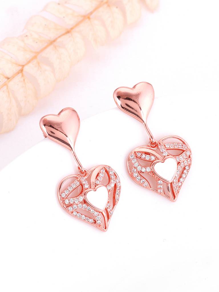 Giva 925 Sterling Silver Rose Gold Tender Heartbeat Earrings