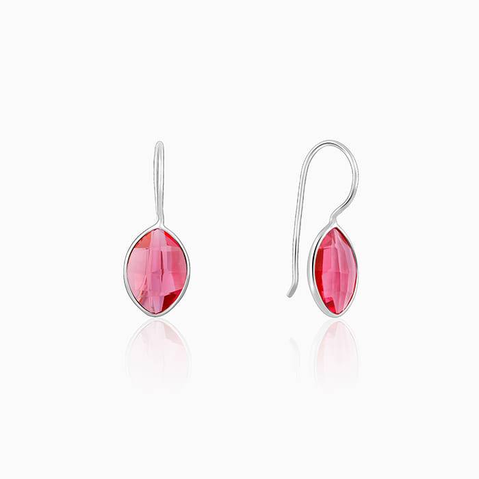 Silver Cherry Pink Crystal Earrings : ER0206