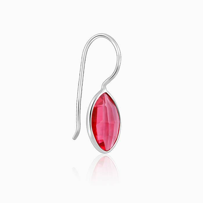 Silver Cherry Pink Crystal Earrings : ER0206