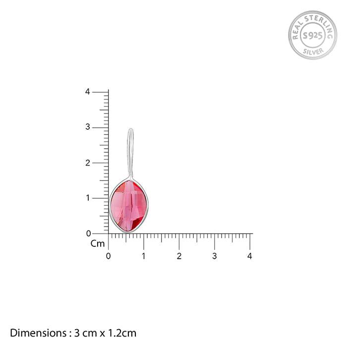Silver Cherry Pink Crystal Earrings : ER0206
