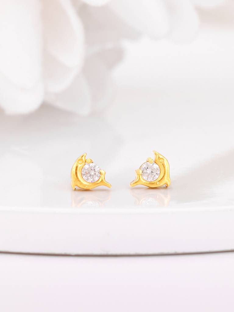 Giva 925 Sterling Silver Golden Cheerful Dolphin Earrings