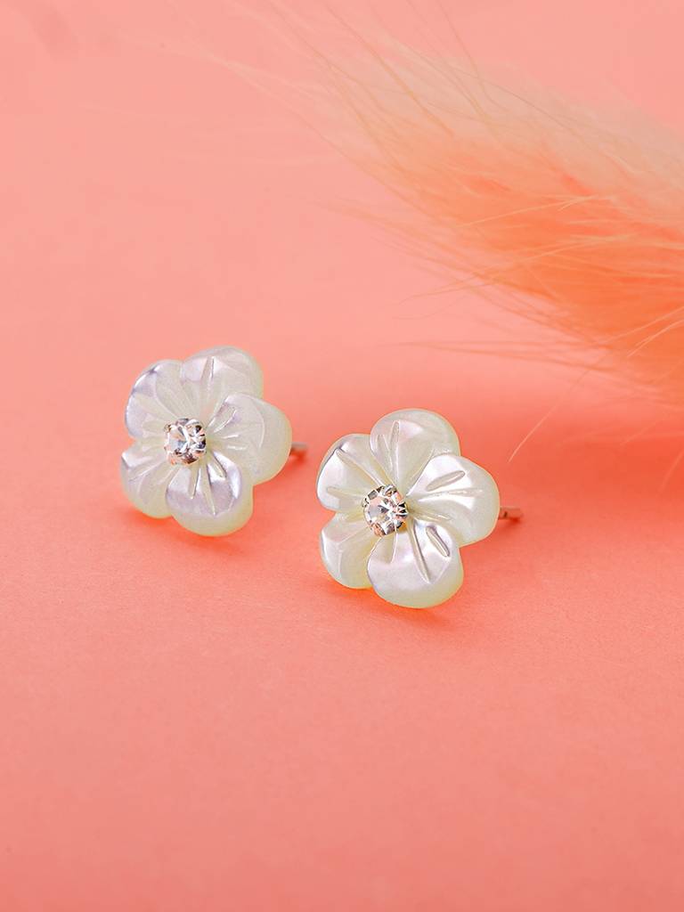 Giva 925 Sterling Silver Little Hibiscus Earrings