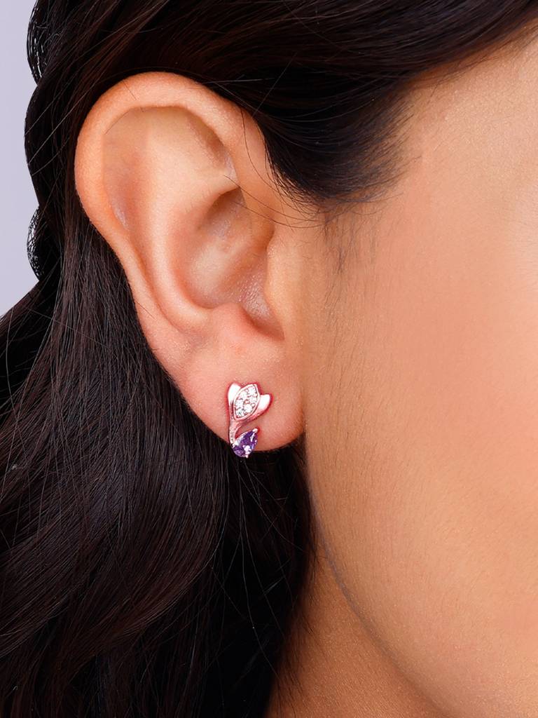 Giva 925 Sterling Silver Rose Gold Crocus Elegance Earrings
