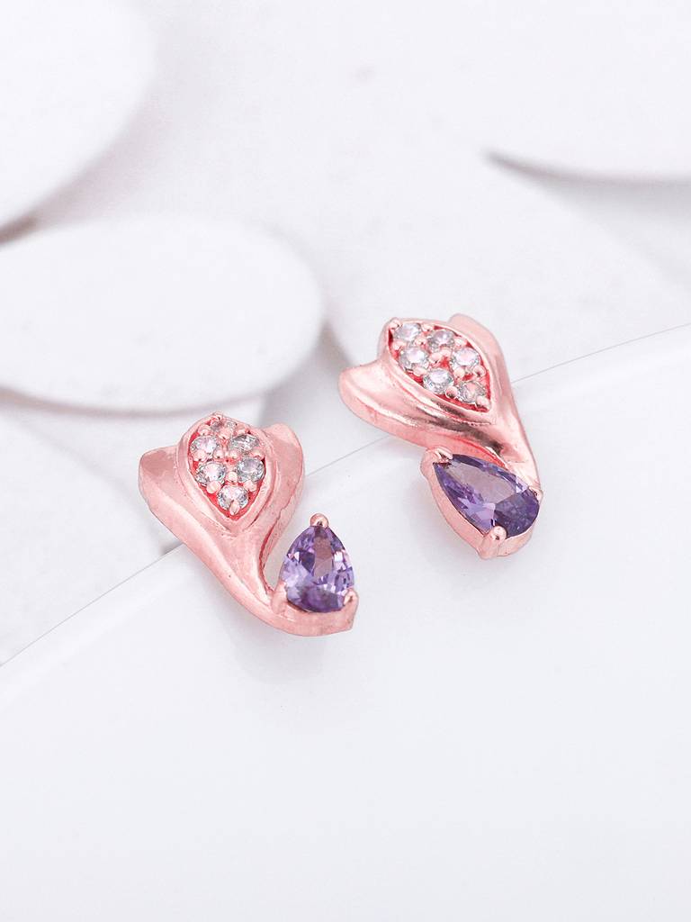 Giva 925 Sterling Silver Rose Gold Crocus Elegance Earrings