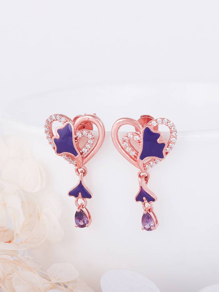 Giva 925 Sterling Silver Rose Gold Ginkgo Leaf Earrings