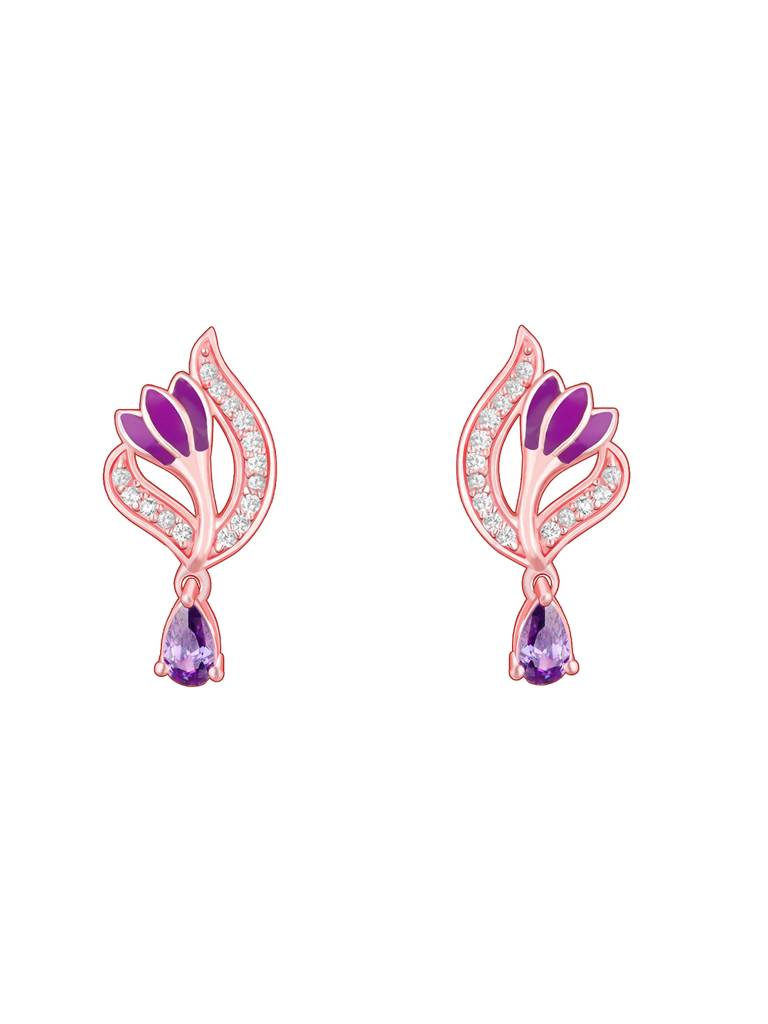 Giva 925 Sterling Silver Rose Gold Delicate Crocus Earrings