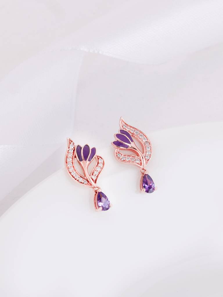 Giva 925 Sterling Silver Rose Gold Delicate Crocus Earrings