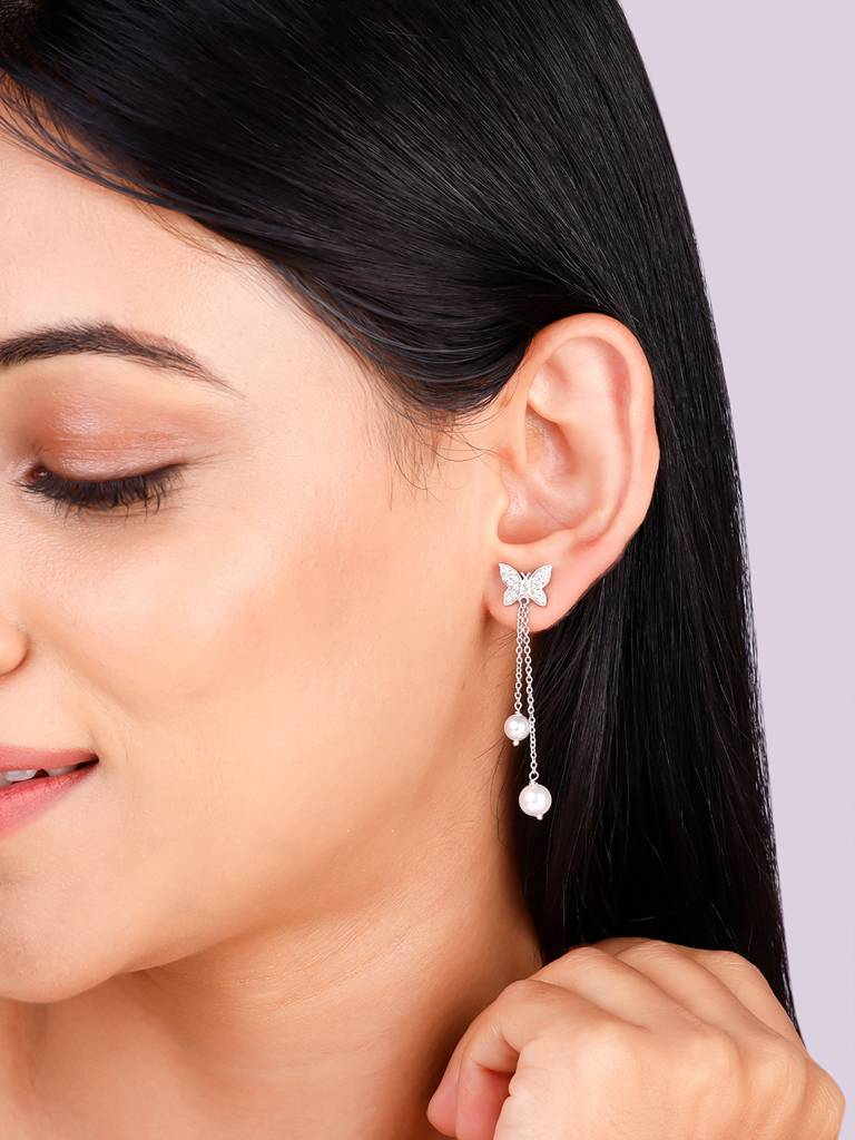Giva 925 Sterling Silver Pearly Butterfly Earrings