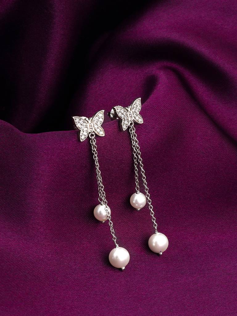 Giva 925 Sterling Silver Pearly Butterfly Earrings