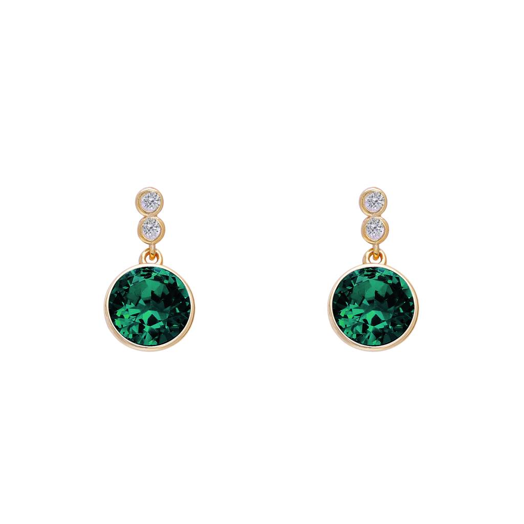 Giva 925 Silver Golden Emerald Green Sphere Earrings : ER0213