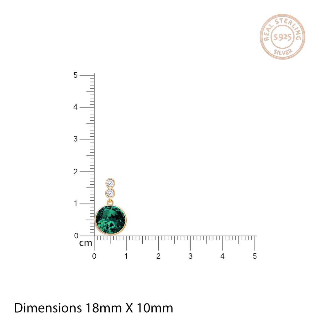 Giva 925 Silver Golden Emerald Green Sphere Earrings : ER0213