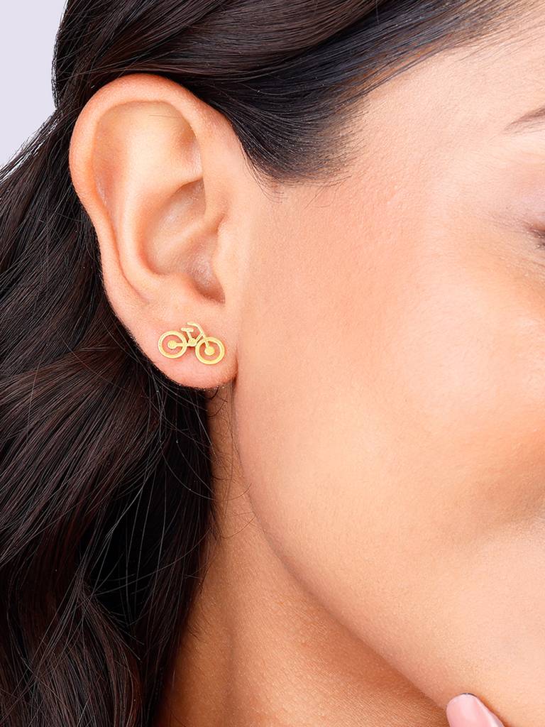 Giva 925 Sterling Silver Golden Bicycle Earrings