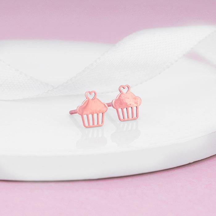 Giva 925 Sterling Silver Rose Gold Cupcake Earrings| Studs To Gift Women & Girls | With Ce : ER02161