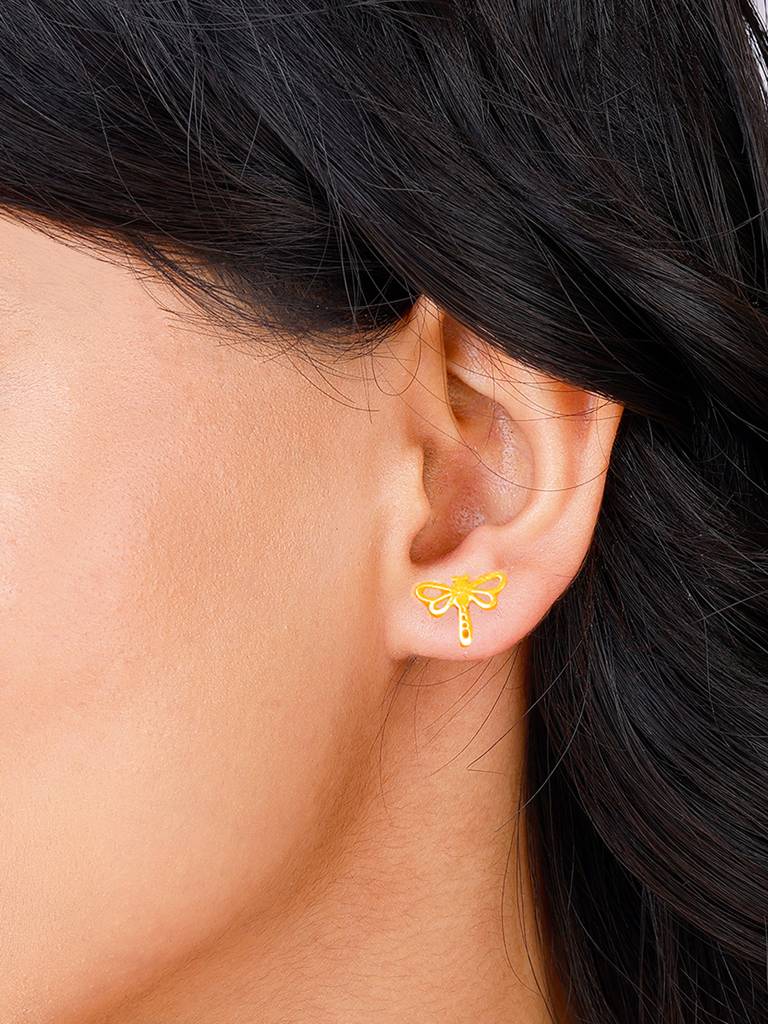 Giva 925 Sterling Silver Golden Sparkling Fireflies Earrings