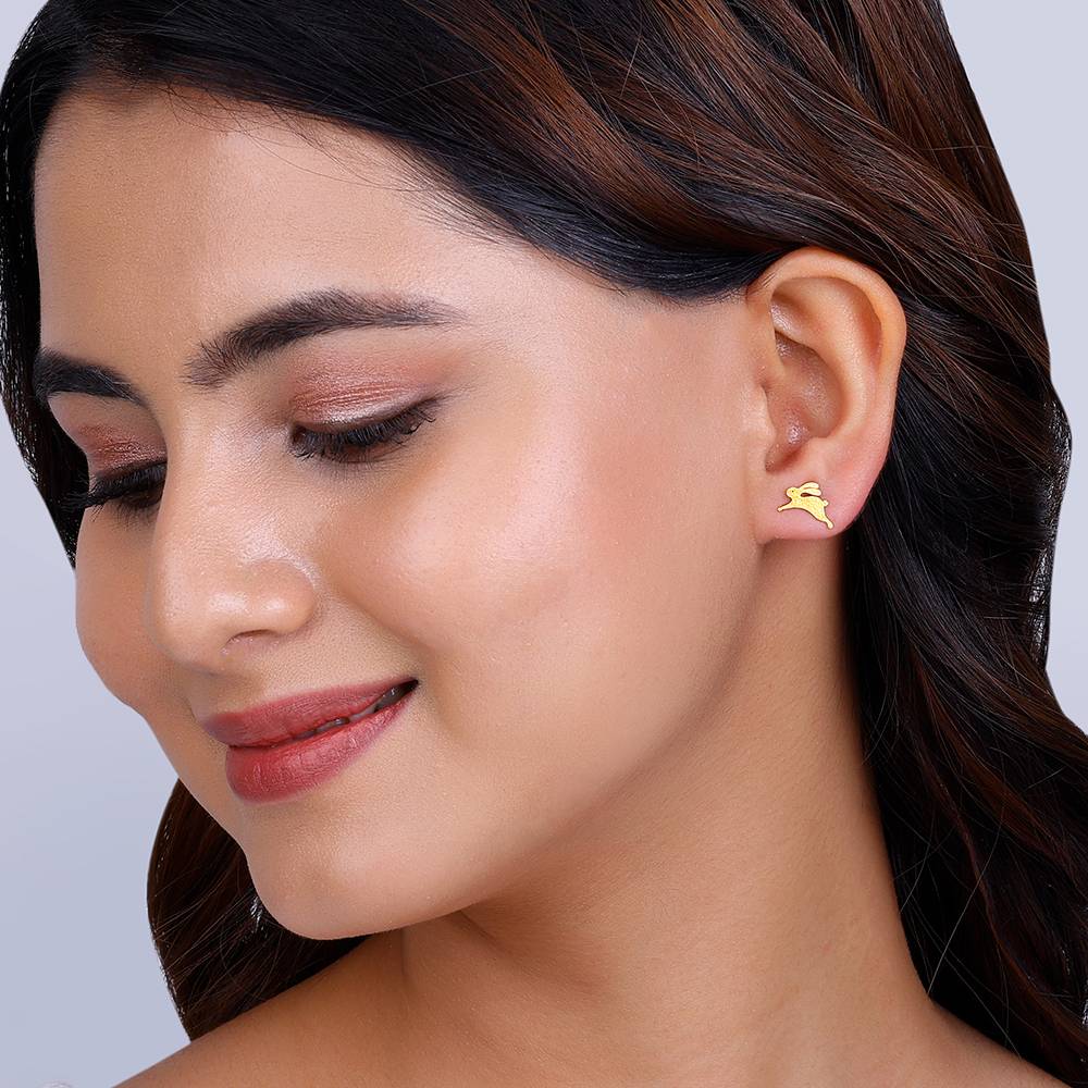 Giva 925 Silver Golden Leaping Rabbits Studs : ER02172