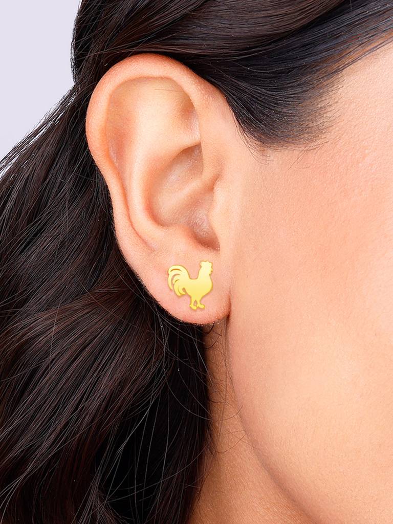 Giva 925 Sterling Silver Golden Rooster Earrings