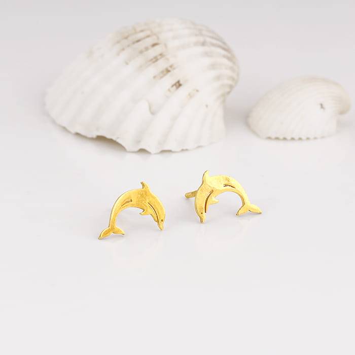 Giva 925 Sterling Silver Golden Dolphin Studs| Drops To Gift Women & Girls | With Certific : ER02182