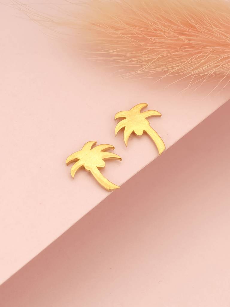 Giva 925 Sterling Silver Golden Palm Tree Earrings