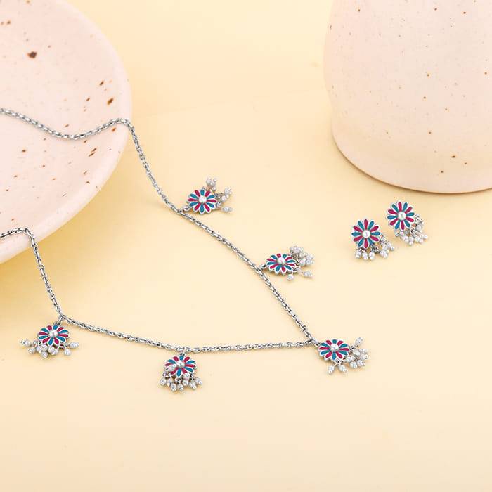 Giva 925 Oxidized Silver Millefleur Set| Gifts For Women And Girls | With Certificate Of Authenticit : ER02189PD01883