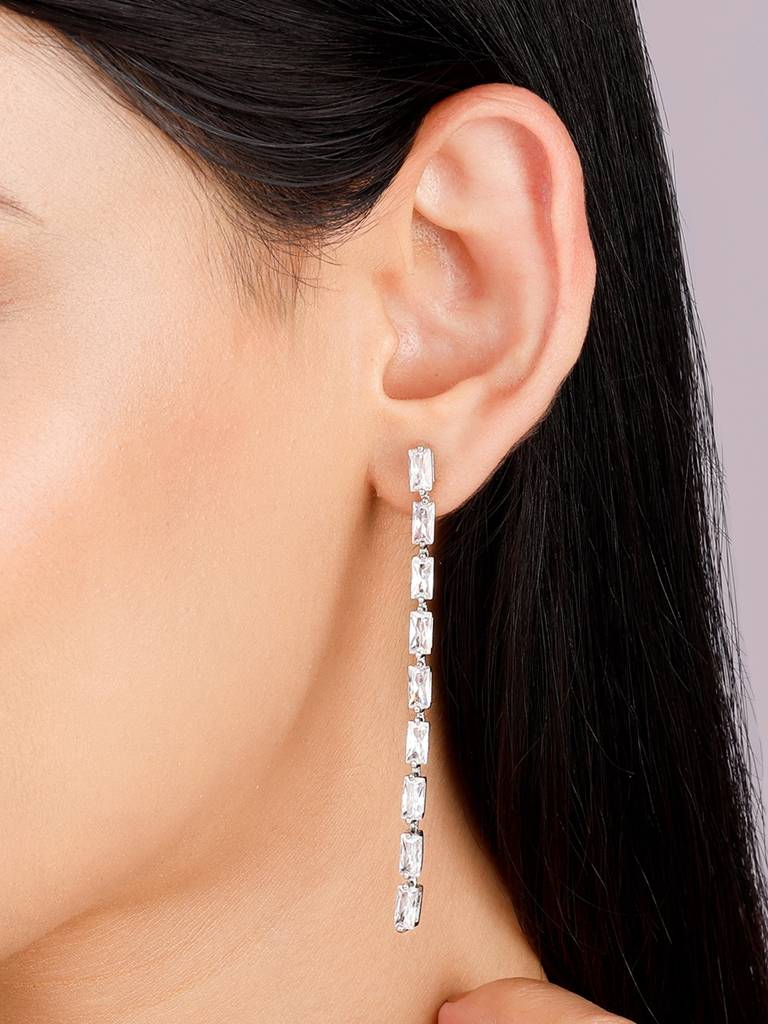 Giva 925 Sterling Silver Line Of Zircon Earrings