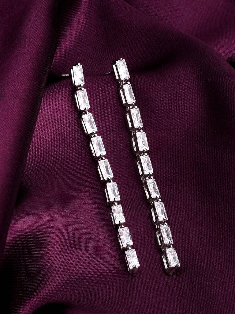 Giva 925 Sterling Silver Line Of Zircon Earrings