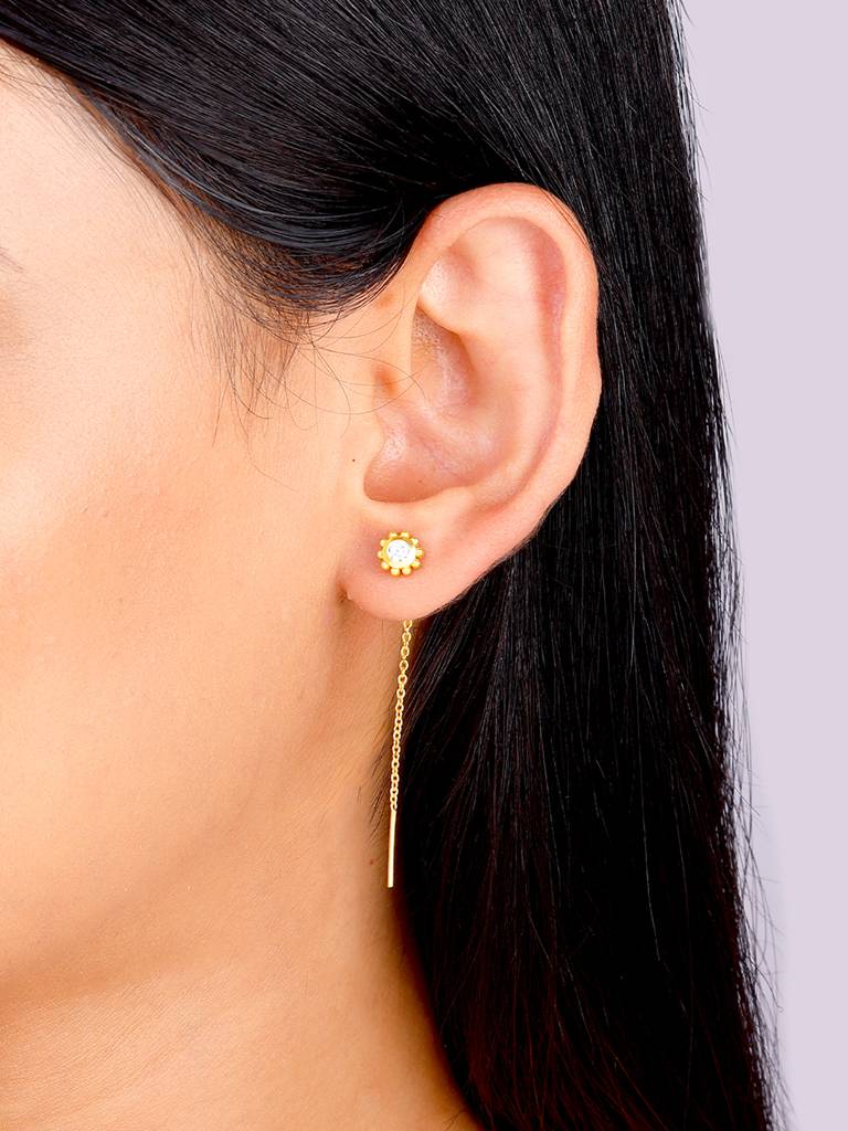 Giva 925 Sterling Silver Golden Bold Bling Drop Earrings