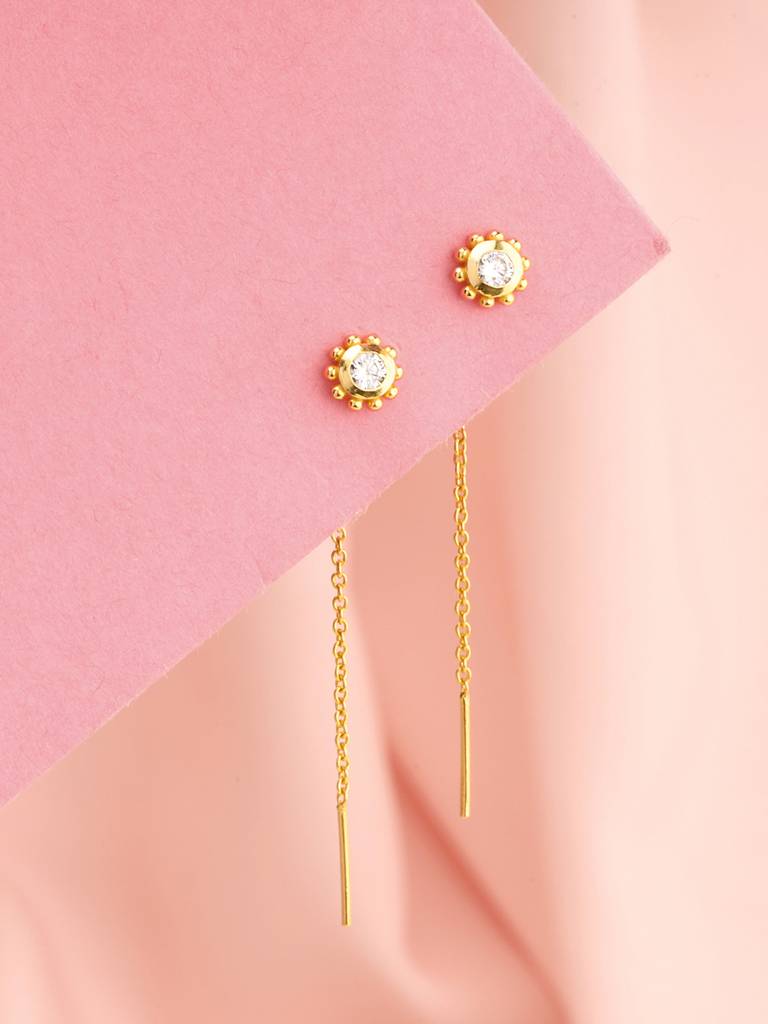 Giva 925 Sterling Silver Golden Bold Bling Drop Earrings