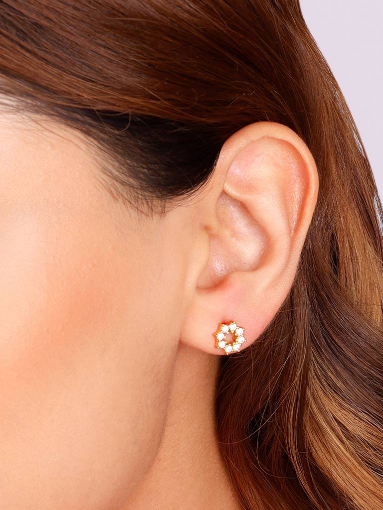 Giva 925 Sterling Silver Golden Sparkling Earrings