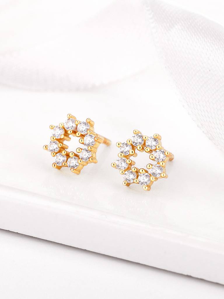 Giva 925 Sterling Silver Golden Sparkling Earrings
