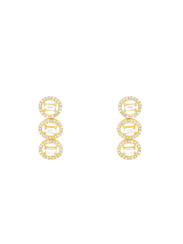 GIVA 925 Sterling Silver Golden Oval Drop Earrings