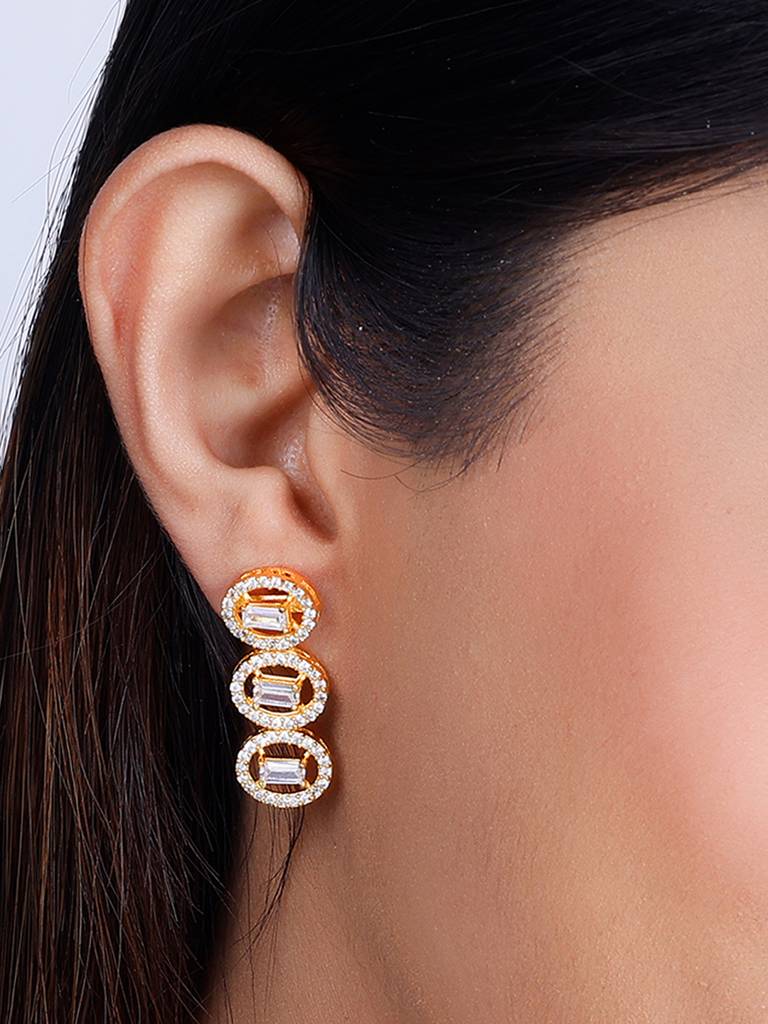 GIVA 925 Sterling Silver Golden Oval Drop Earrings