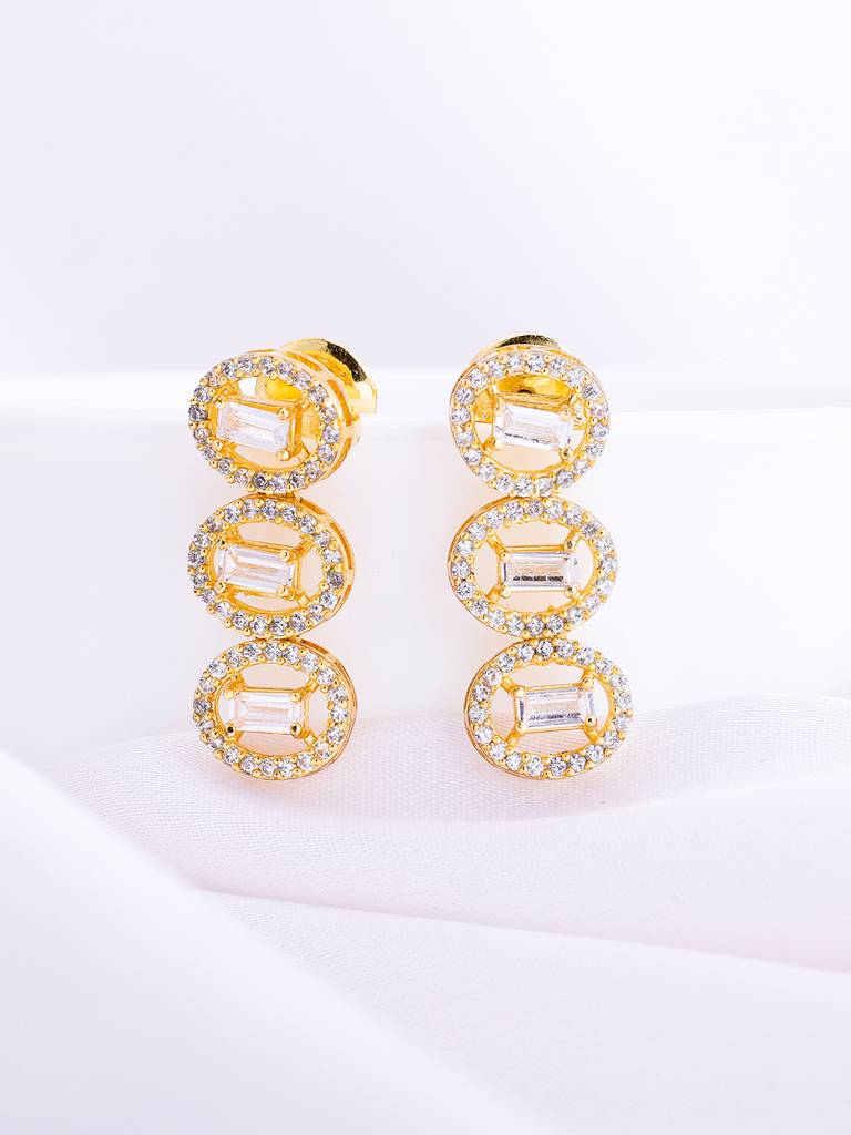 GIVA 925 Sterling Silver Golden Oval Drop Earrings