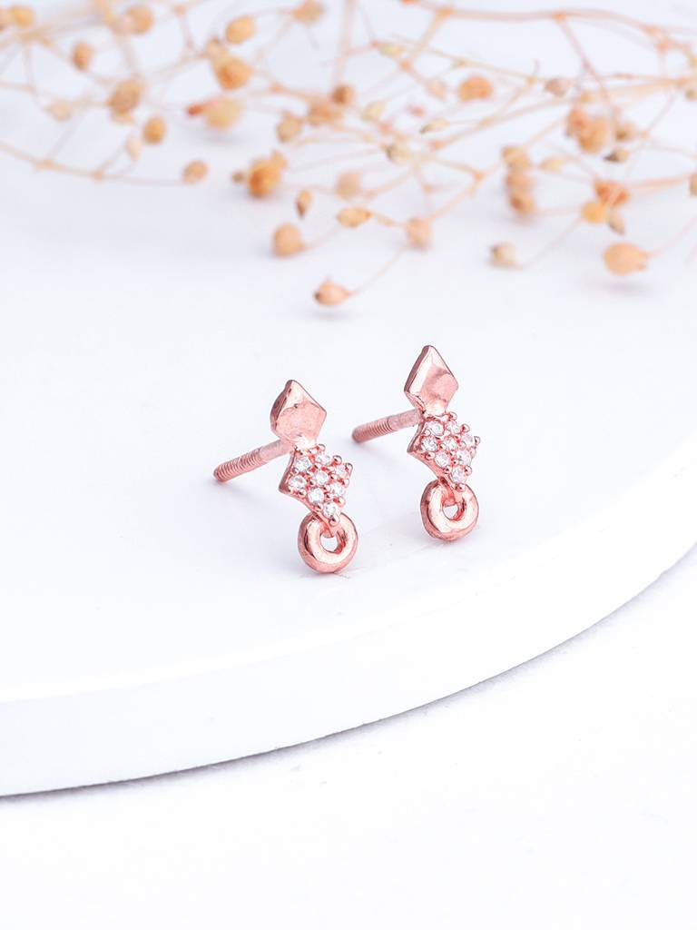 Giva 925 Sterling Silver Rose Gold Floral Wheel Earrings