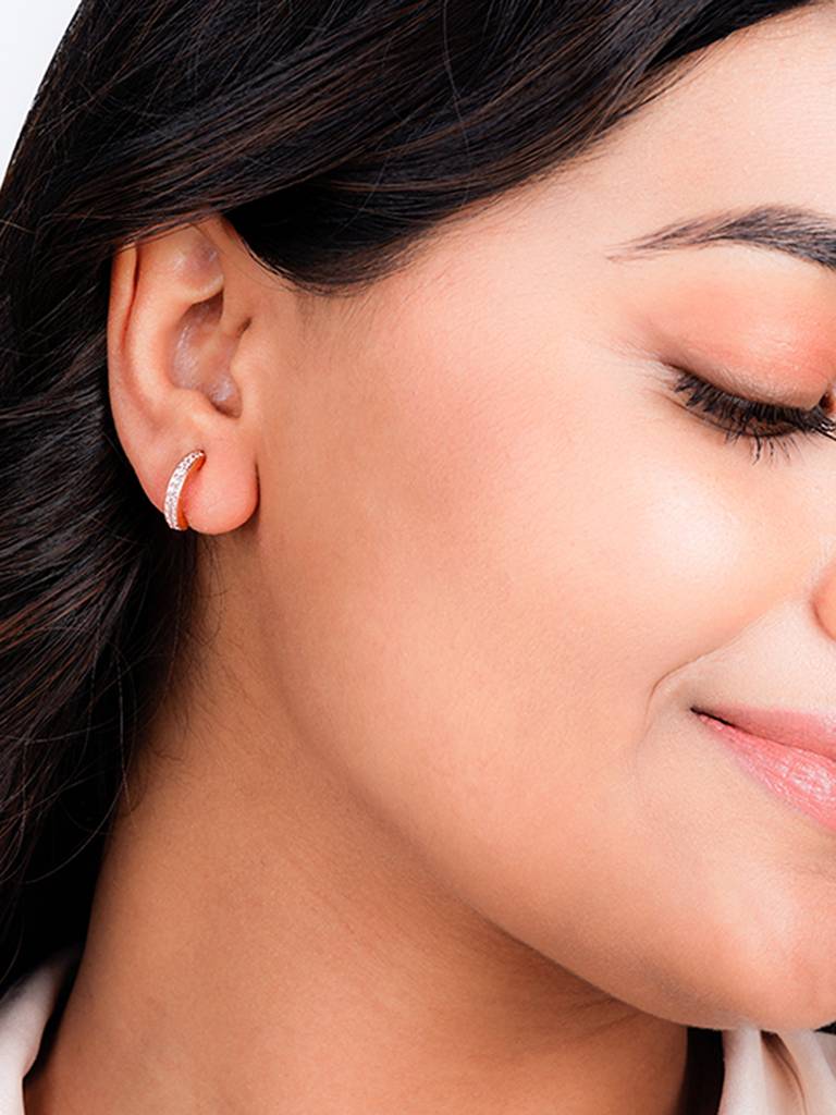 Giva 925 Sterling Silver Rose Gold Bliss Hoop Earrings