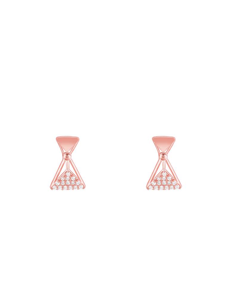 Giva 925 Sterling Silver Rose Gold Triangular Elegance Earrings