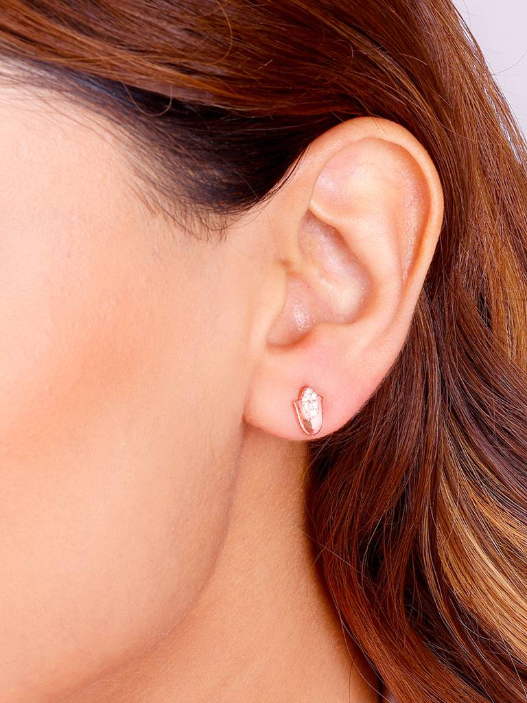 Giva 925 Sterling Silver Rose Gold Classic Hamsa Earrings