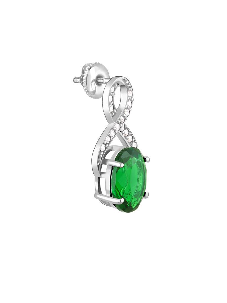 Giva 925 Sterling Silver Green Stone Oval Earring