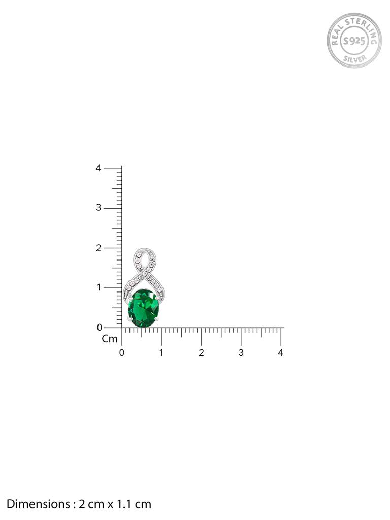 Giva 925 Sterling Silver Green Stone Oval Earring