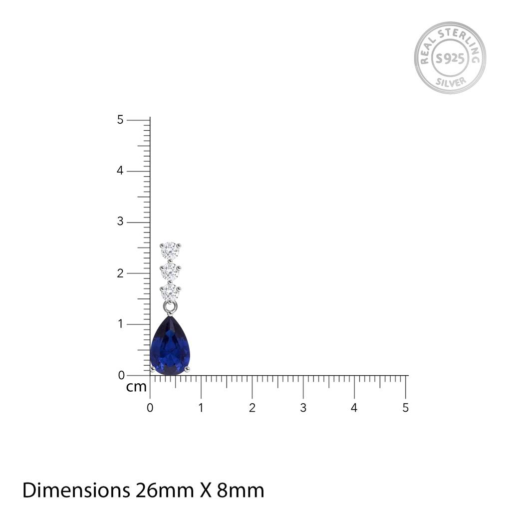 Silver Sapphire Blue Drop Earrings : ER0223